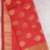 Peach-pink-zari chanderi-handwoven-saree