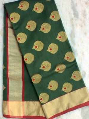Red-and-Green-Zari-pure-chanderi-Saree