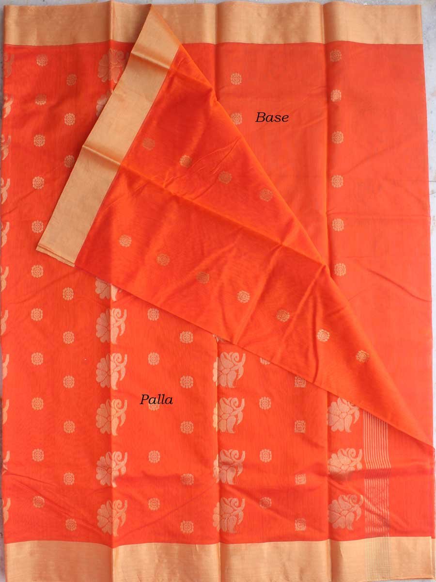 Orande-and-golden-zariwork-chanderi--silk-cotton-saree Orande-and-golden-zariwork-chanderi--silk-cotton-saree