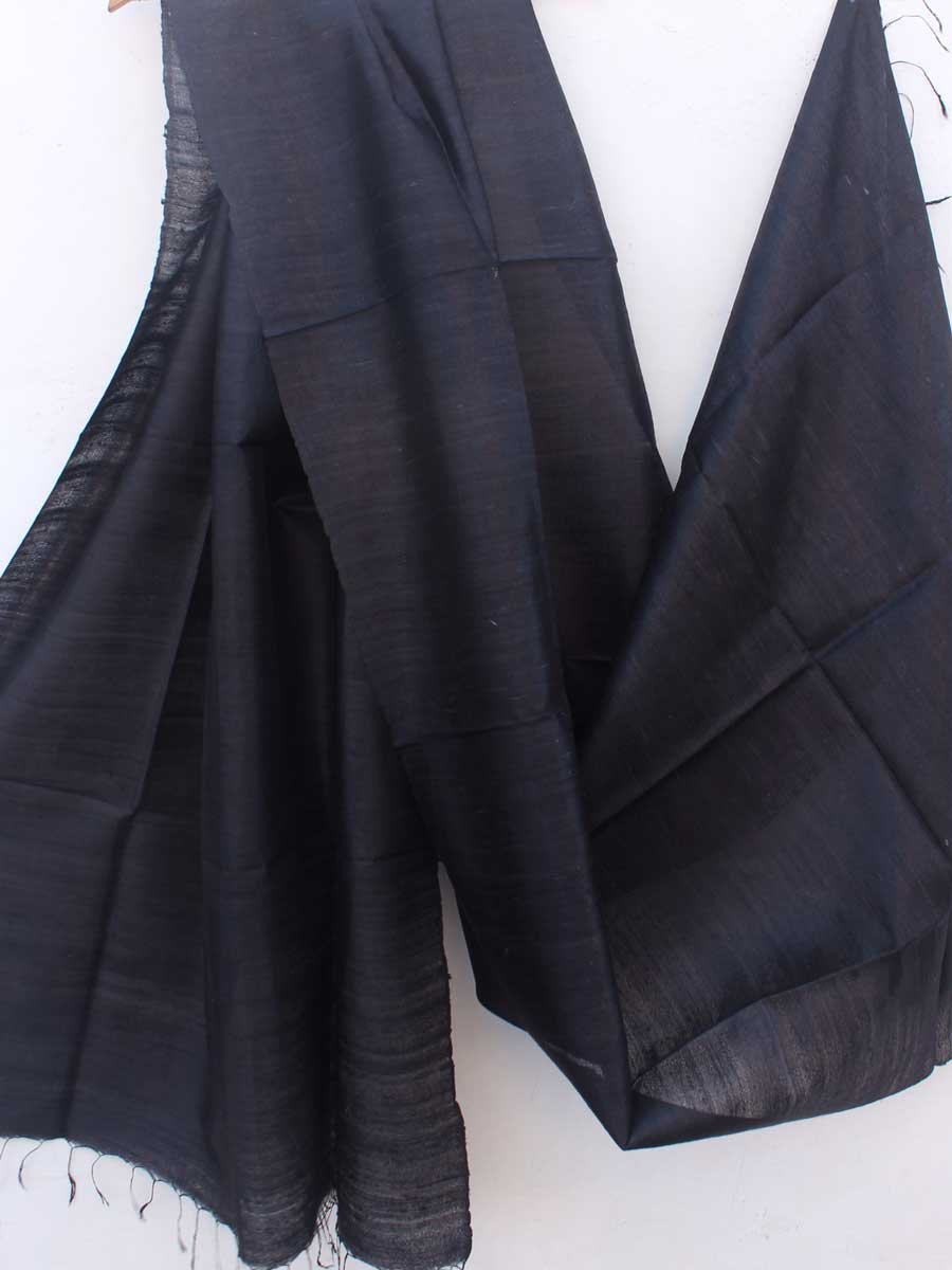 Black-Dupion-tussar-silk-dupatta