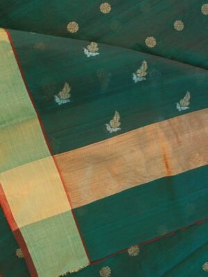 Darkest-Green-hazar-buti-zari-pure-chanderi-silk-saree