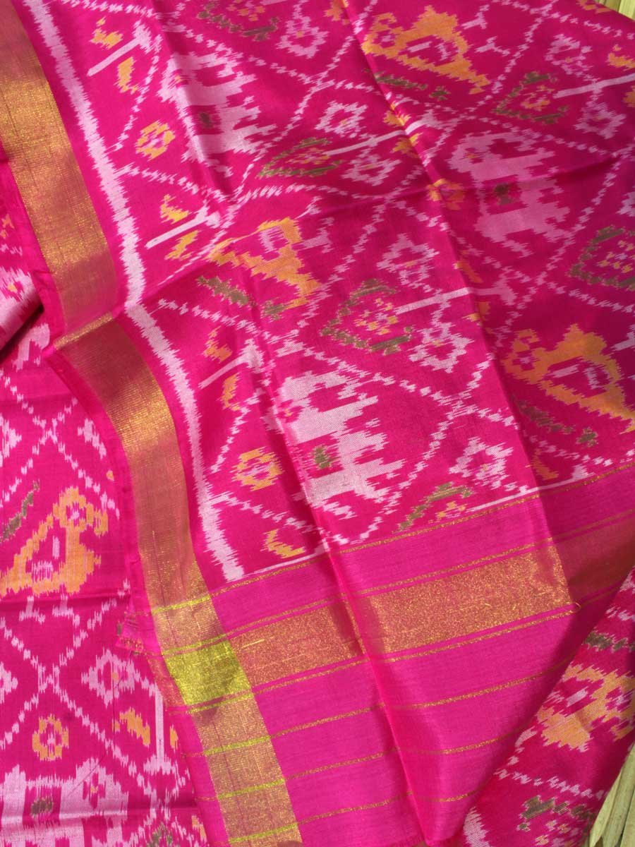 Fushia-Pink-Hathi-popat-Patola-pure-silk-dupatta Fushia-Pink-Hathi-popat-Patola-pure-silk-dupatta