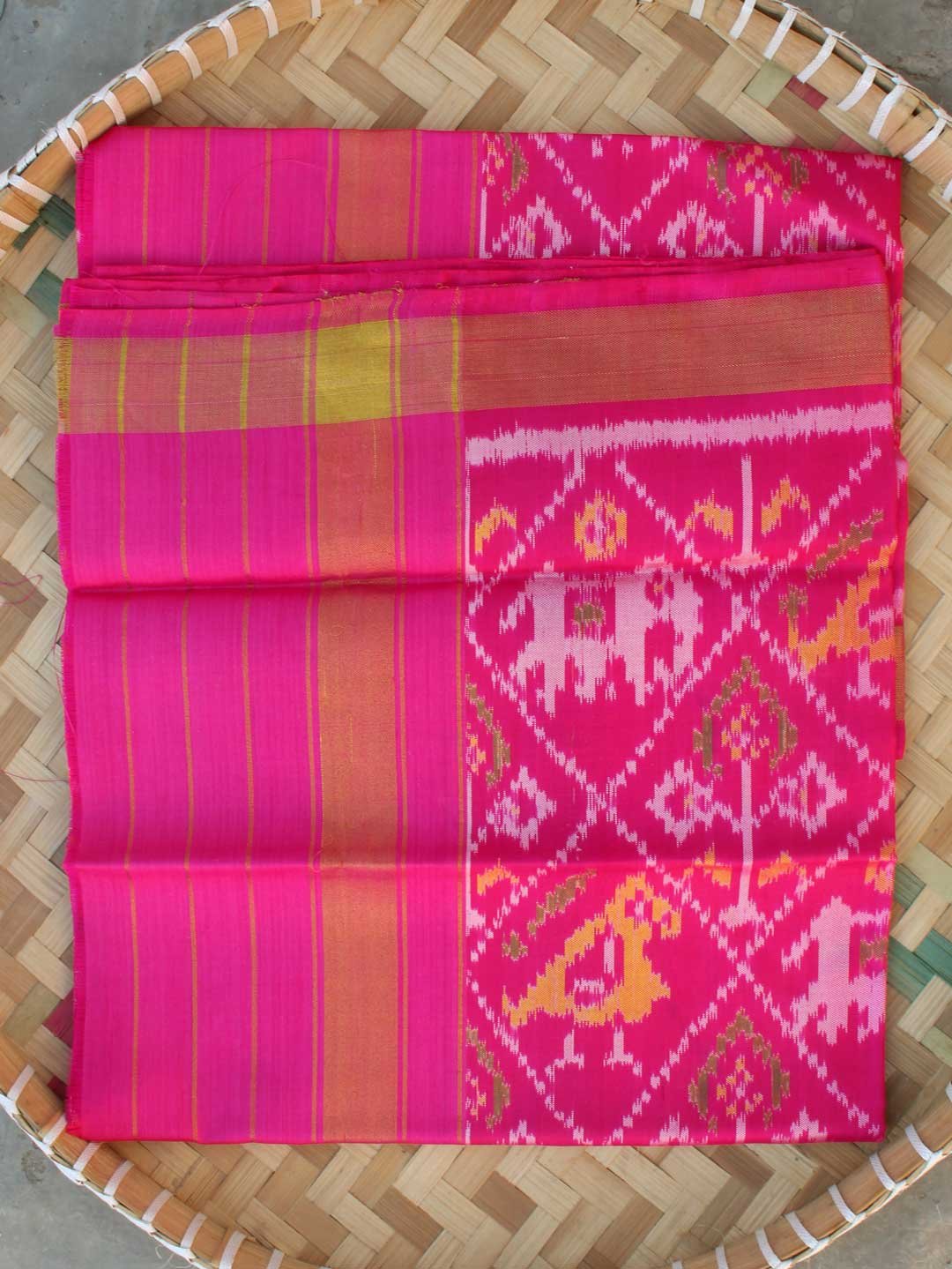 Fushia-Pink-Hathi-popat-Patola-silk-dupatta Fushia-Pink-Hathi-popat-Patola-silk-dupatta