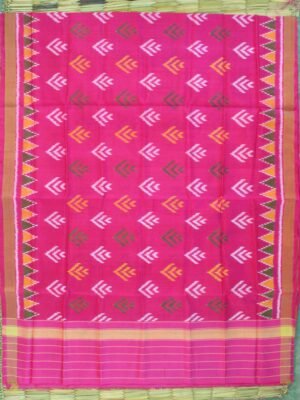 Fushia-Pink-single-ikat-Patan-Patola-silk-wrap