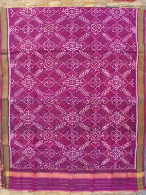 Magenta-Purple-single-ikat-Patola-silk-Dupatta