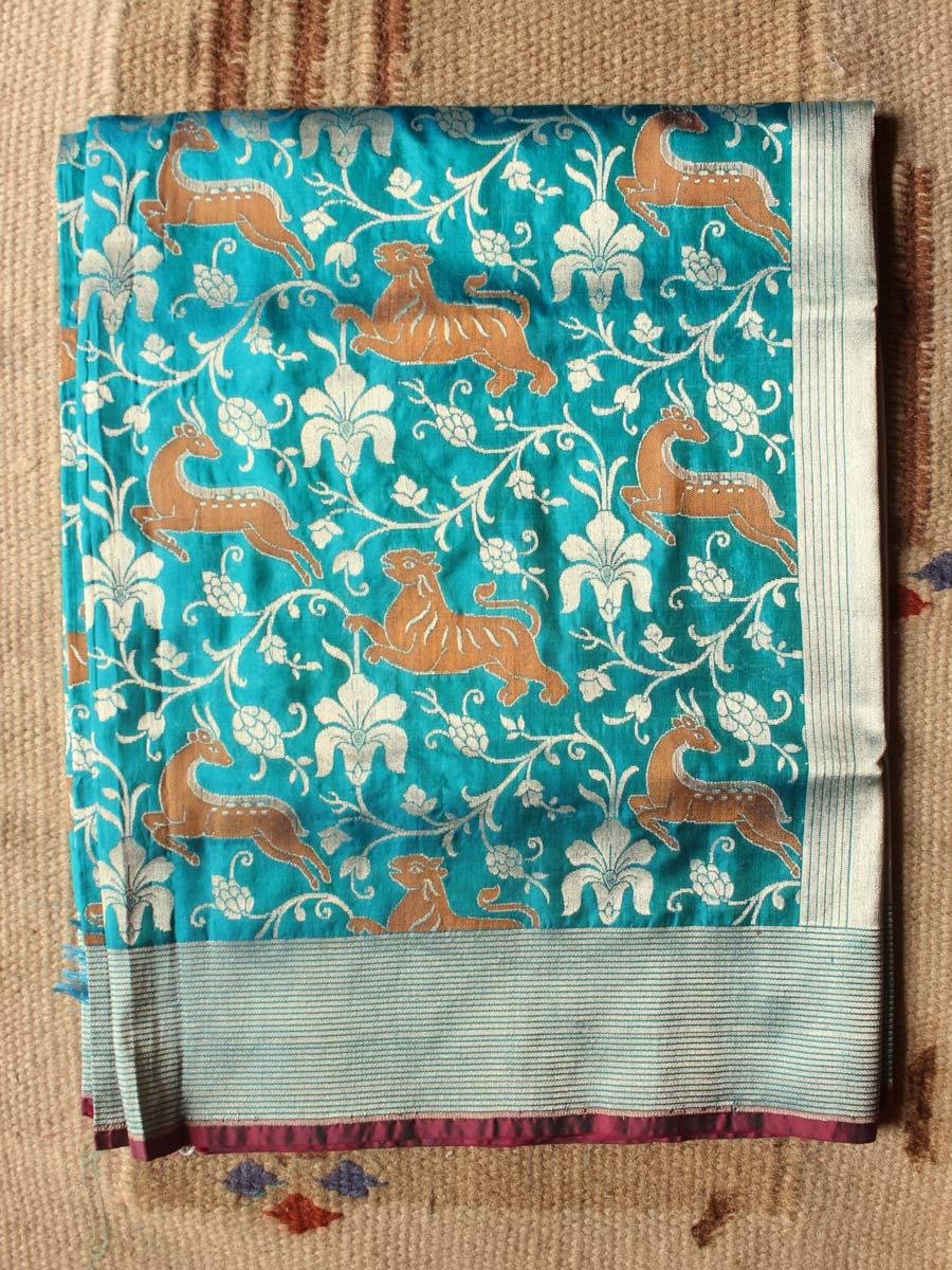 blue-green-shikargrah-pure-silk-dupatta blue-green-shikargrah-pure-silk-dupatta at Shilphaat.com