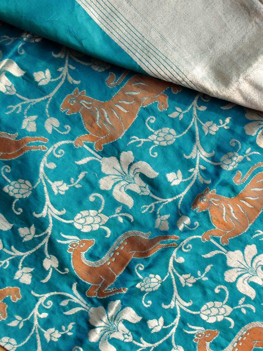 teal-blue-pure-silk-shikargrah-banarasi-dupatta teal-blue-pure-silk-shikargrah-banarasi-dupatta at Shilphaat.com