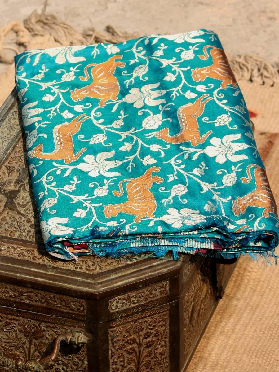 teal-blue-shikargrah-pure-silk-banarasi-dupatta teal-blue-shikargrah-pure-silk-banarasi-dupatta at Shilphaat.com