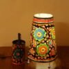 Black-floral-Tholu-Bommalata-lamp-pen-stand-set