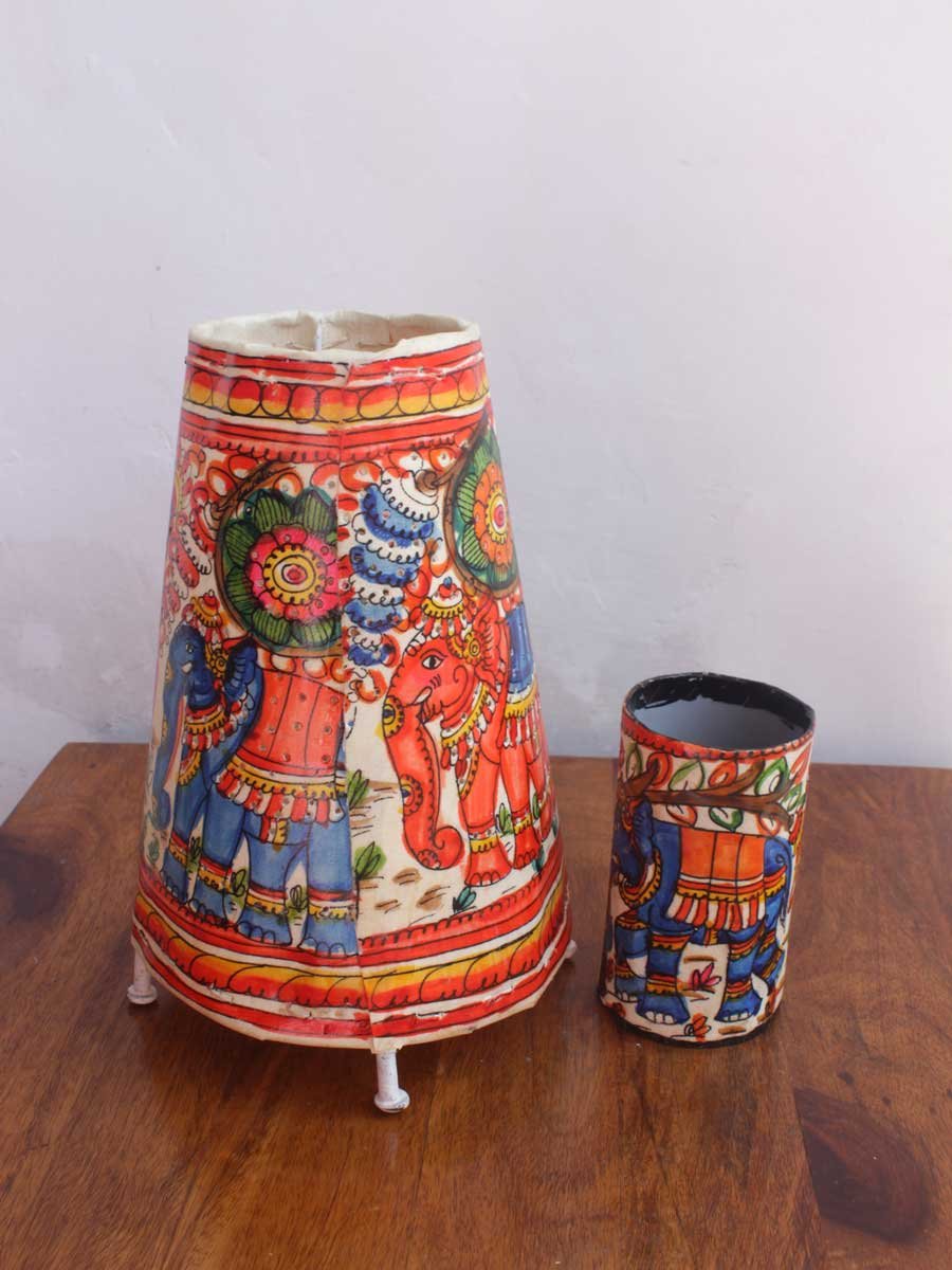 Elephants-Leather-lamp-pen-stand-set