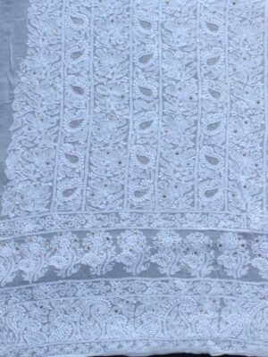 Flowers-and-leaves-chikankari-mukaish-georgette-kurta-fabric