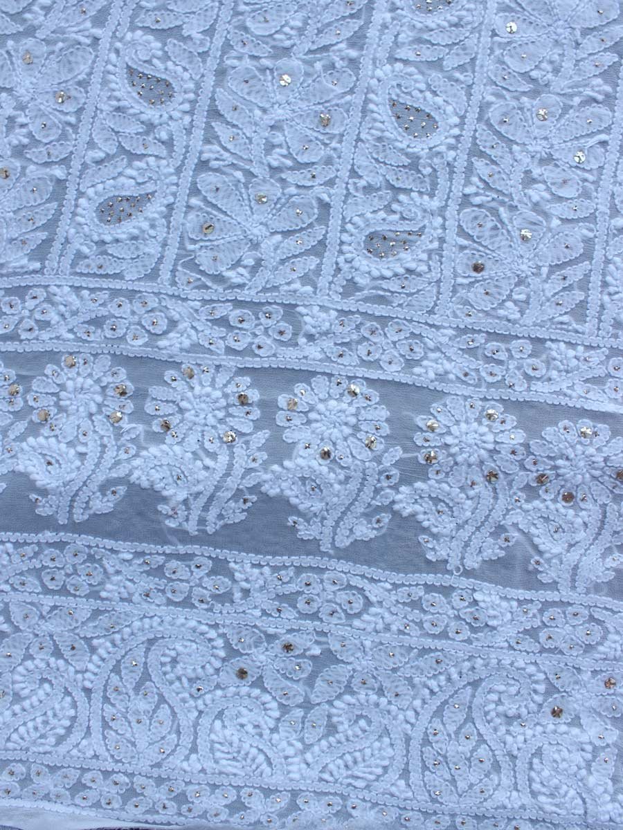 Flowers-and-leaves--chikankari-mukaish-georgette-ladies-Kurta