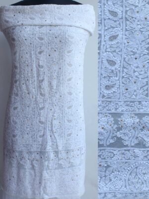 Flowers-and-leaves-viscose-georegtte-chikankari-mukaish-kurta-fabric