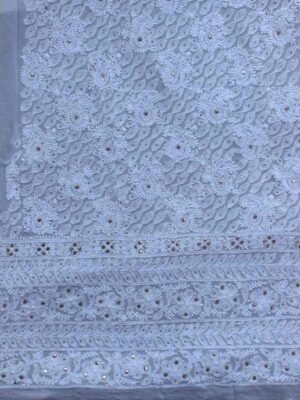 Paisley-and-leaves-chikankari-mukaish-georgette-kurta-fabric