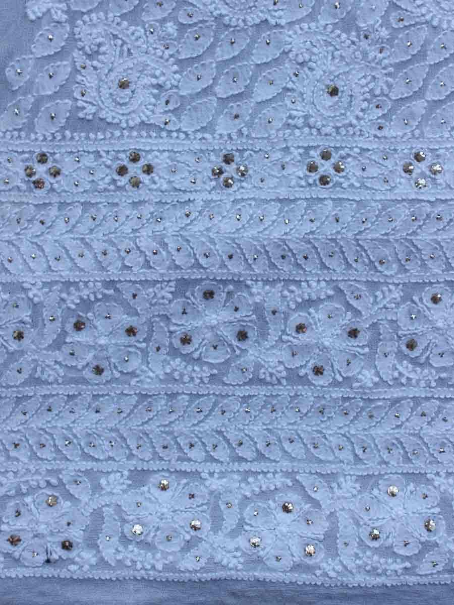 Paisley-and-leaves--chikankari-mukaish-georgette-ladies-Kurta