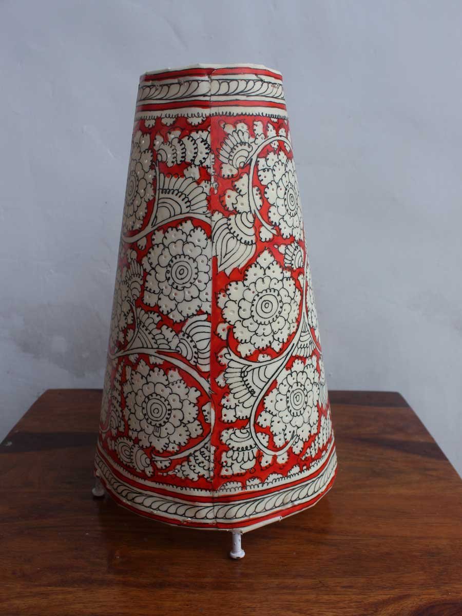 Red-and-white-Rounded-living-room-Leather-lamp