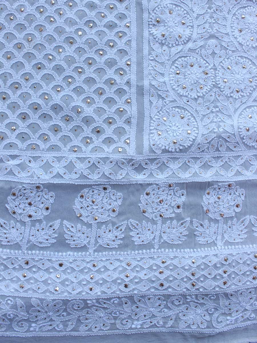 White-Flowers-chikankari-mukaish-georgette-ladies-Kurta White-Flowers-chikankari-mukaish-georgette-ladies-Kurta