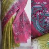 chartreuse-and-Pink-kanthawork-tussar-silk-saree