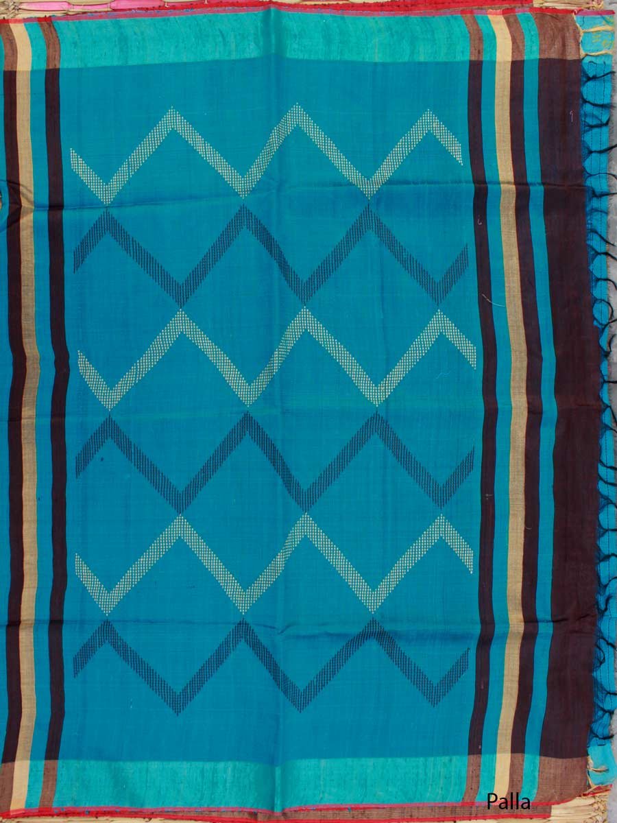 Black-Brown-and-Blue-Bhagalpuri-raw-Silk-Saree