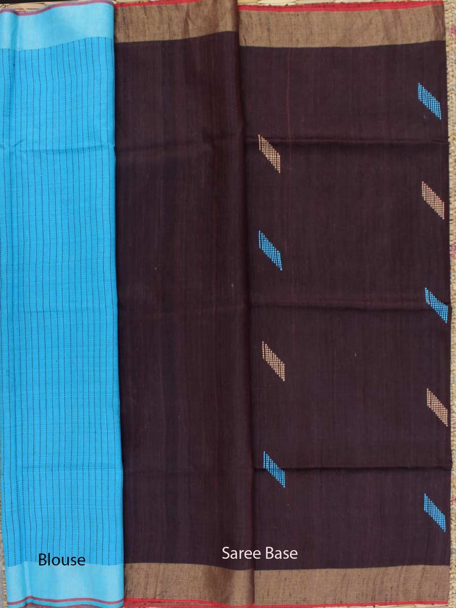 Black-brown-and-Blue-pure-Silk-handloom-Saree
