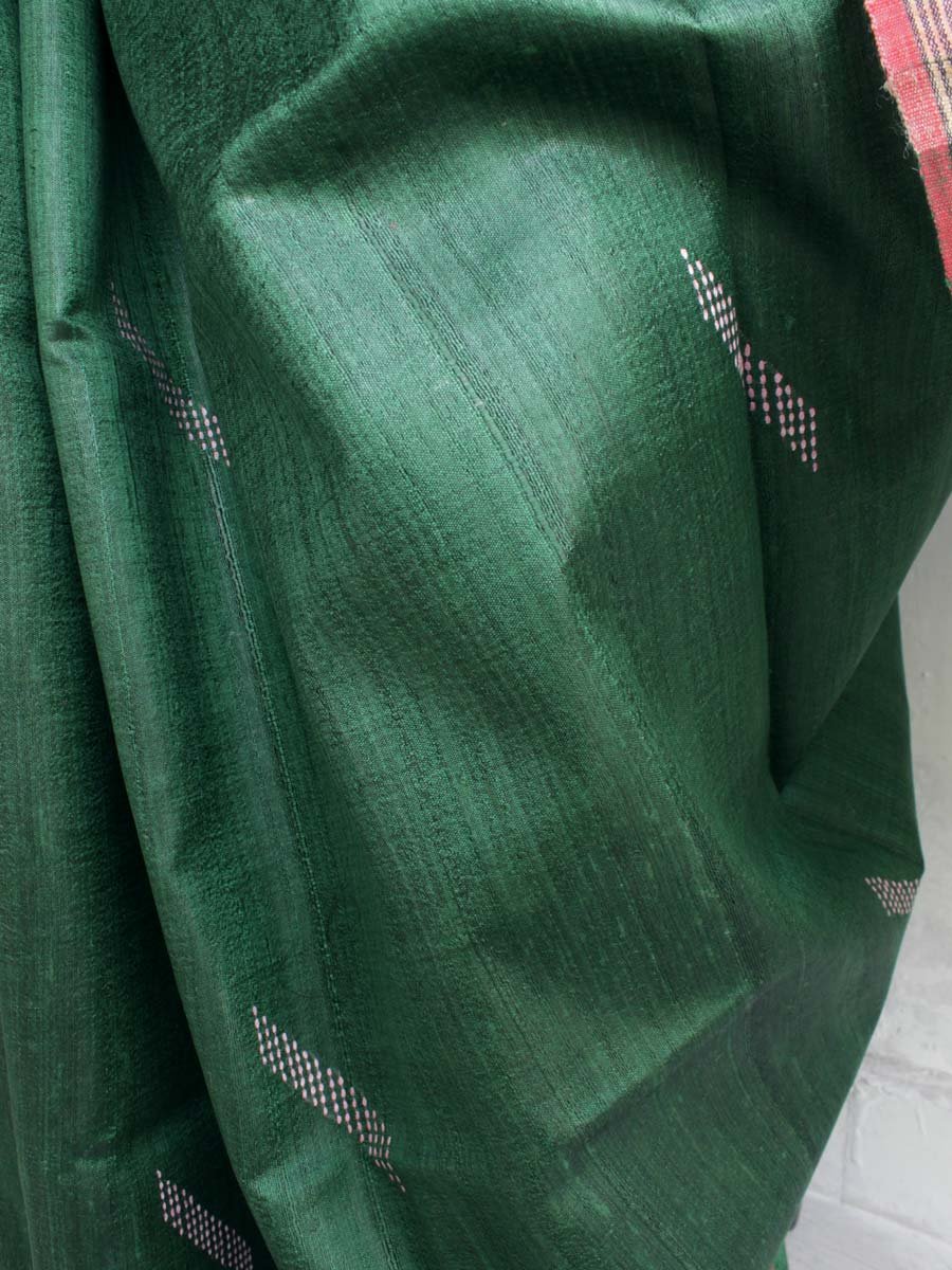 Dark-Green-and-Pink-Bhagalpuri-pure-Silk-Saree Dark-Green-and-Pink-Bhagalpuri-pure-Silk-Saree