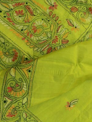 Green-kantha-handembroidered-tussar-silk-saree