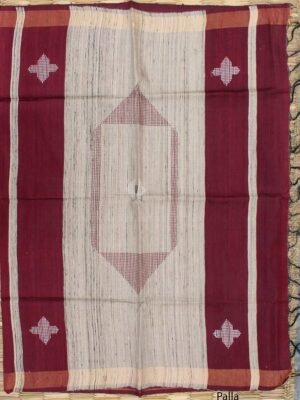 Wine-Red-and-Beige-Bhagalpuri-raw-Silk-Saree