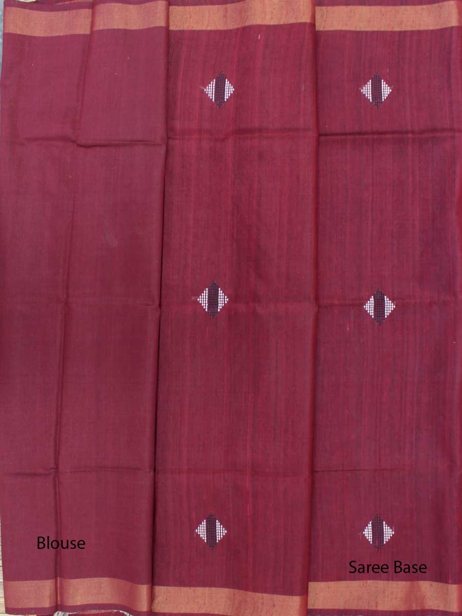 Wine-Red-and-Beige-Bhagalpuri-raw-Silk-Saree Bhagalpuri-raw-Silk-Saree