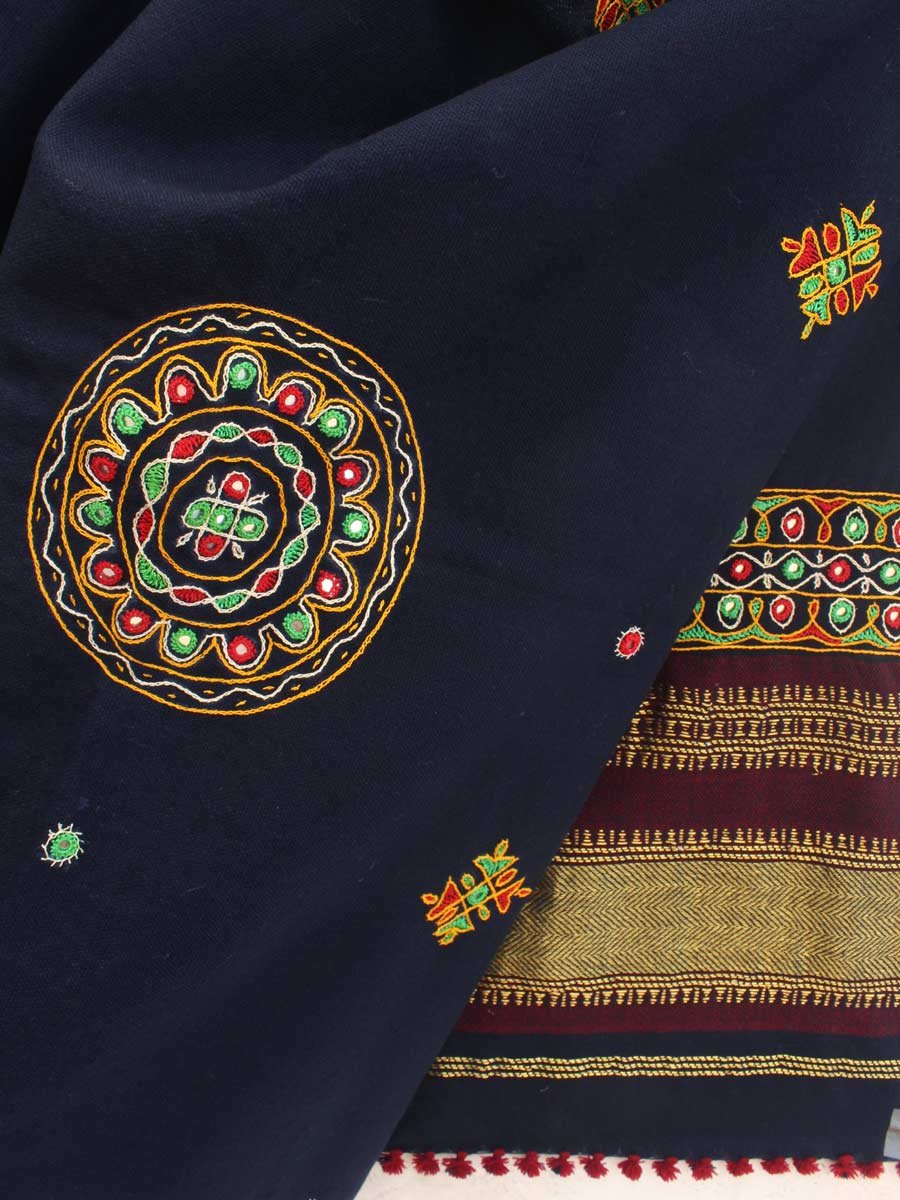 Darkest-Blue-Ahir-embroidered-wool-shawl Darkest-Blue-Ahir-embroidered-wool-shawl