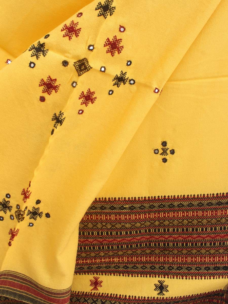 Lemon yellow-mirrorwork-woolen-Shawl Lemon yellow-mirrorwork-woolen-Shawl