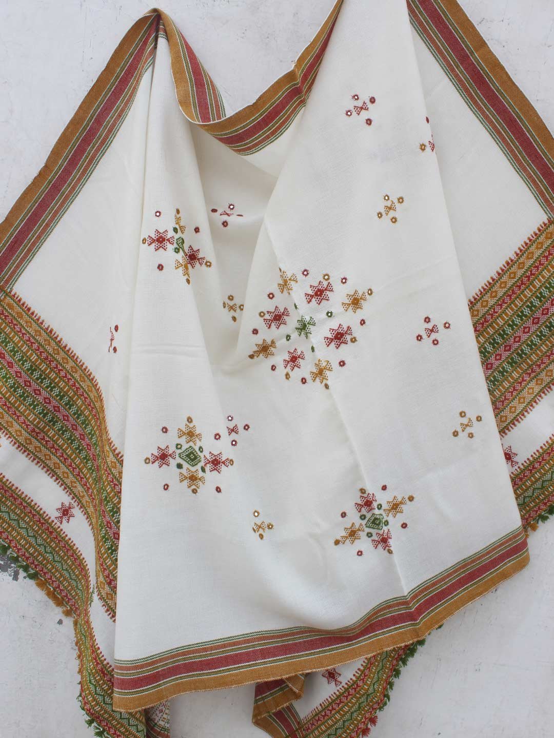 Off-White-Bhujodi-mirrorwork-Shawl Off-White-Bhujodi-mirrorwork-Shawl