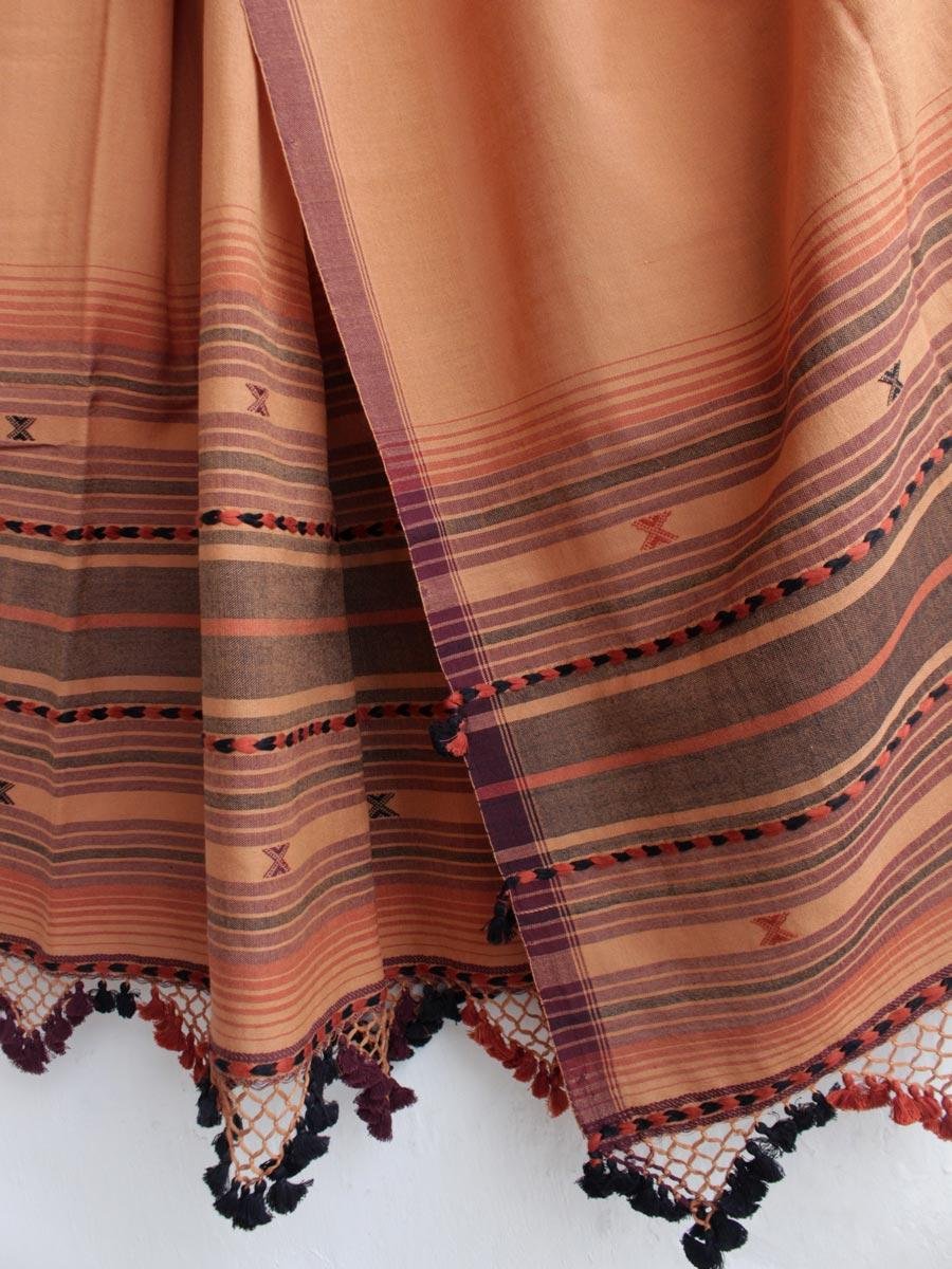 Brown-orange-handloom-kala-cotton--bhujodi-dupatta Brown-orange-handloom-kala-cotton--bhujodi-dupatta at Shilphaat.com