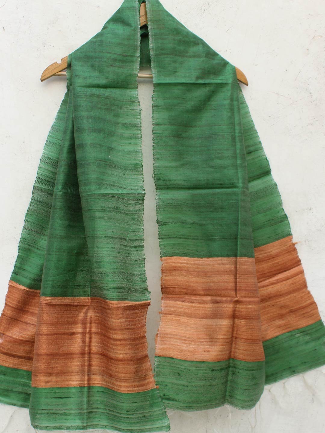 Green-and-brown-ghicha-tussar-silk-stole Green-and-brown-ghicha-tussar-silk-stole
