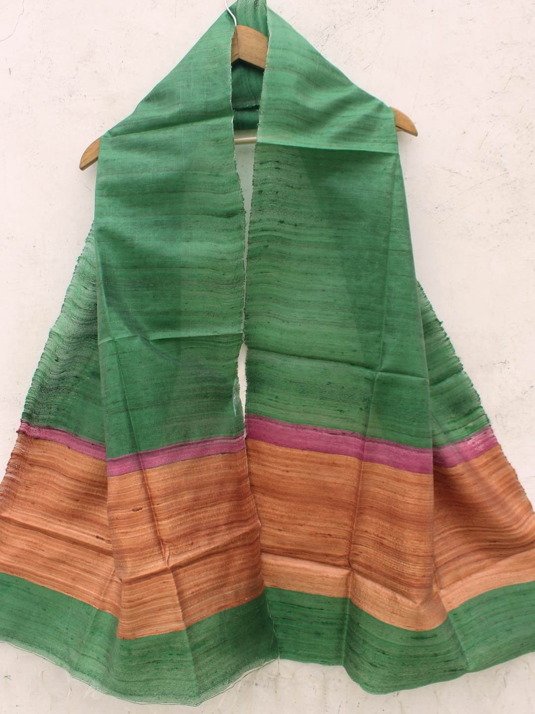 Green,-pink-and-brown-ghicha-tussar-silk-stole Green,-pink-and-brown-ghicha-tussar-silk-stole