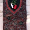 Orange-red-kanthawork-black-cotton-kurta-fabric