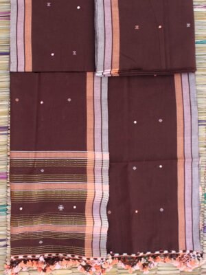 Walnut-brown-mirrorwork-kala-pure-cotton-Bhujodi-Dress-material
