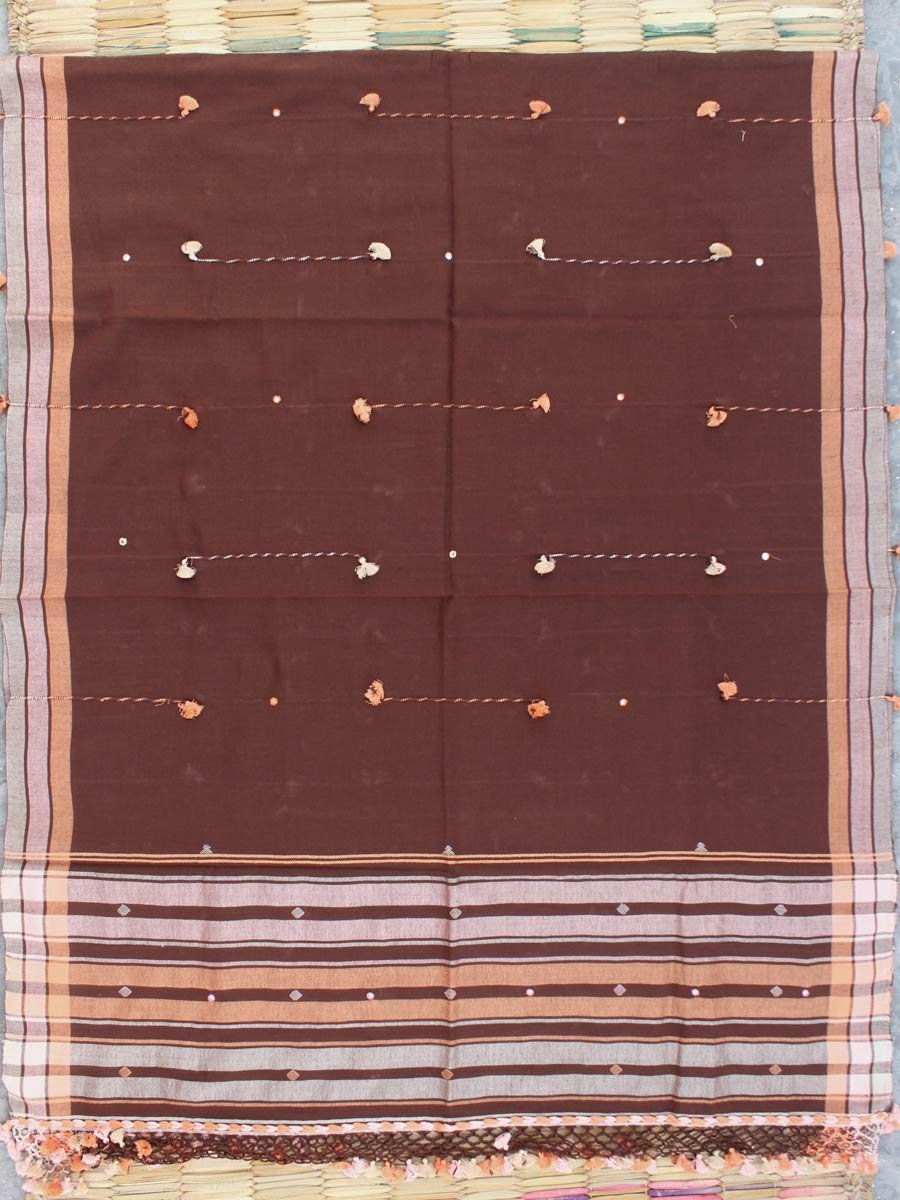 Chocolate-brown-mirrorwork--Bhujodi-cotton-dupatta-scarf Chocolate-brown-mirrorwork--Bhujodi-cotton-dupatta-scarf