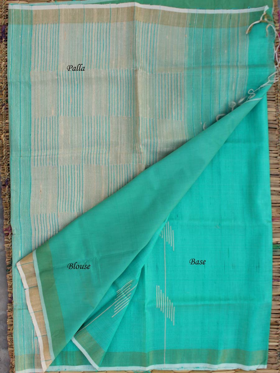 Sea-green-and-Beige-Bhagalpuri-Dupion-silk-Saree--shilphaat Sea-green-and-Beige-Bhagalpuri-Dupion-silk-Saree--shilphaat