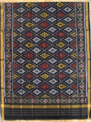 Black-pure-silk-patan-patola-handwoven-dupatta