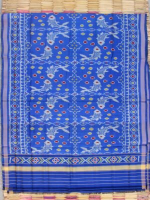 Blue-pure-silk-patan-patola-handwoven-dupatta