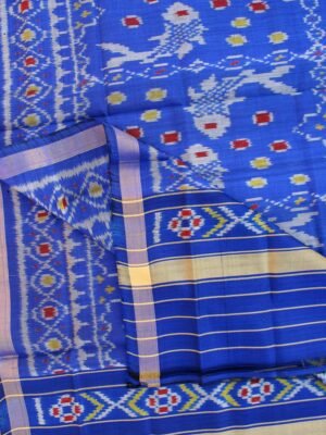 Blue-pure-silk-single-ikat-patan-patola-dupatta