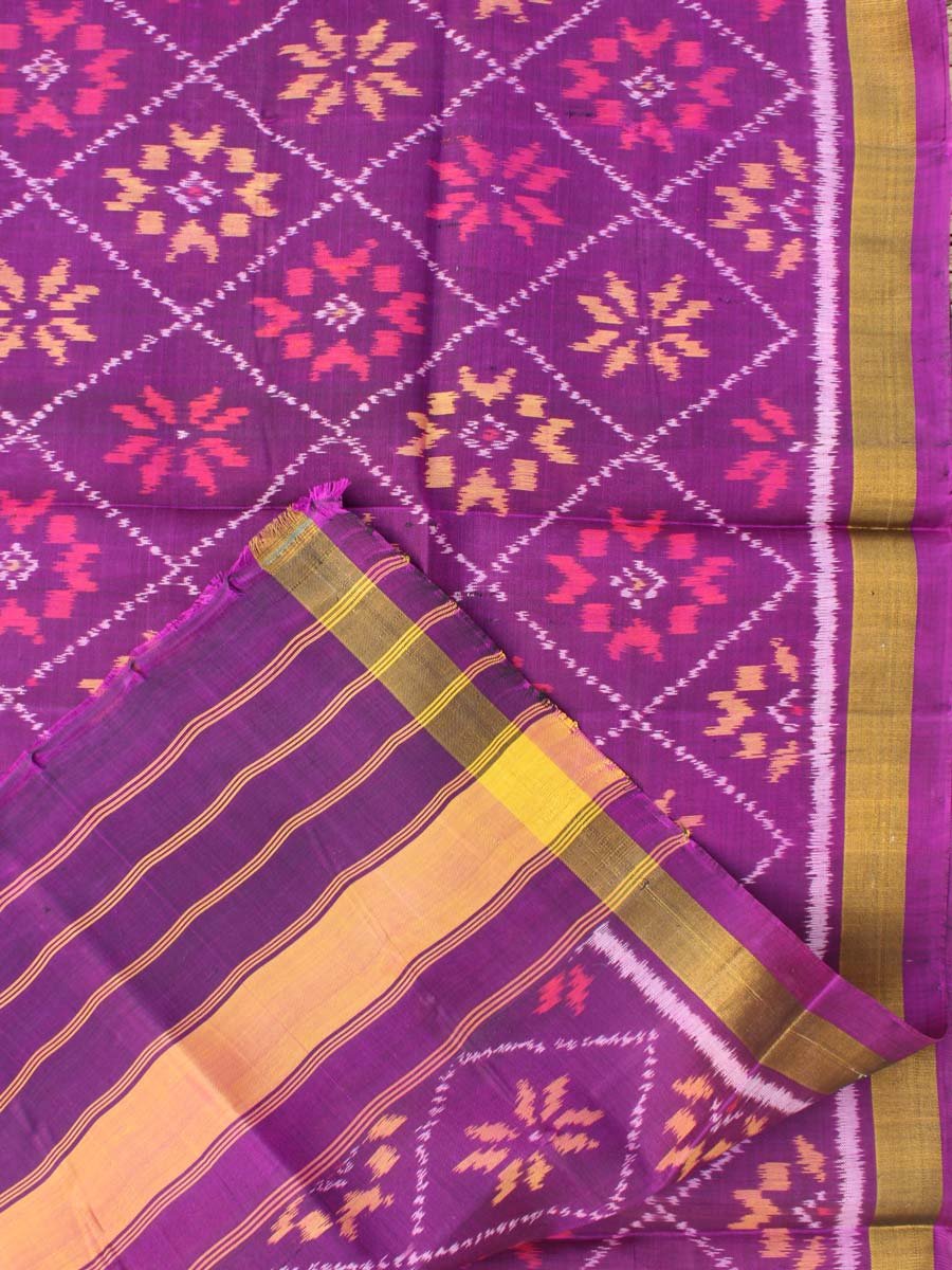 Grape-purple-pure-silk-single-ikat-patan-patola-dupatta Grape-purple-pure-silk-single-ikat-patan-patola-dupatta