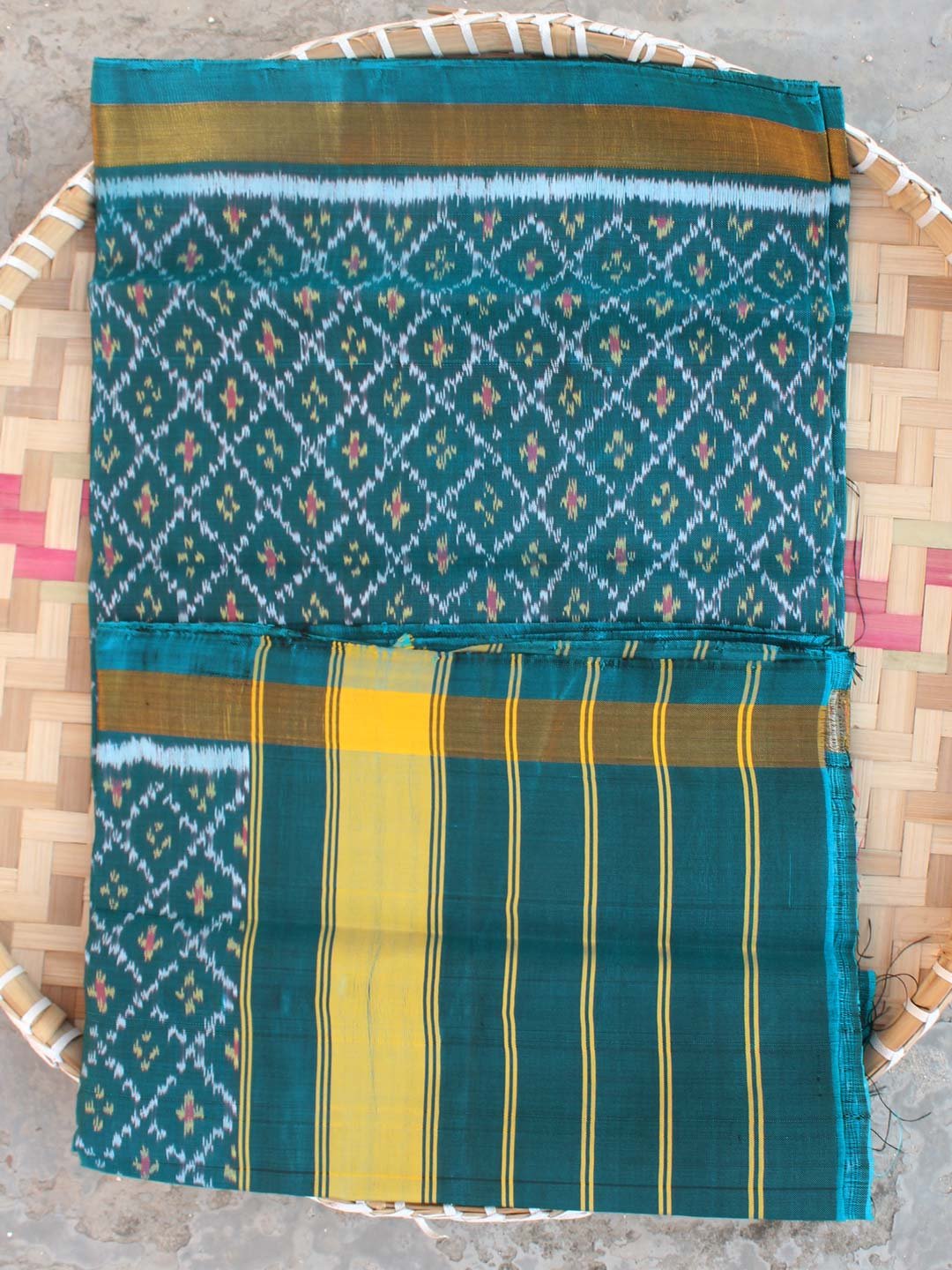 Greenish-Blue--pure-silk-patan-patola-dupatta-Shilphaat Greenish-Blue--pure-silk-patan-patola-dupatta-Shilphaat