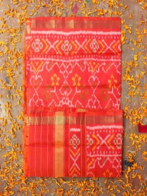 Orange-pure-silk--patola-handwoven-dupatta at Shilphaat.com