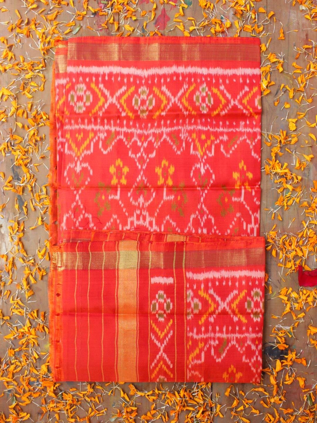 Orange-pure-silk--patola-handwoven-dupatta Orange-pure-silk--patola-handwoven-dupatta at Shilphaat.com