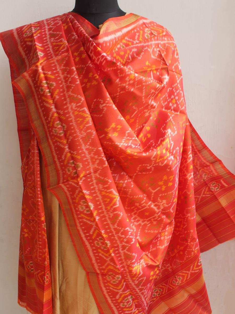 Orange--pure-silk-single-ikat-patola-dupatta Orange--pure-silk-single-ikat-patola-dupatta Shilphaat