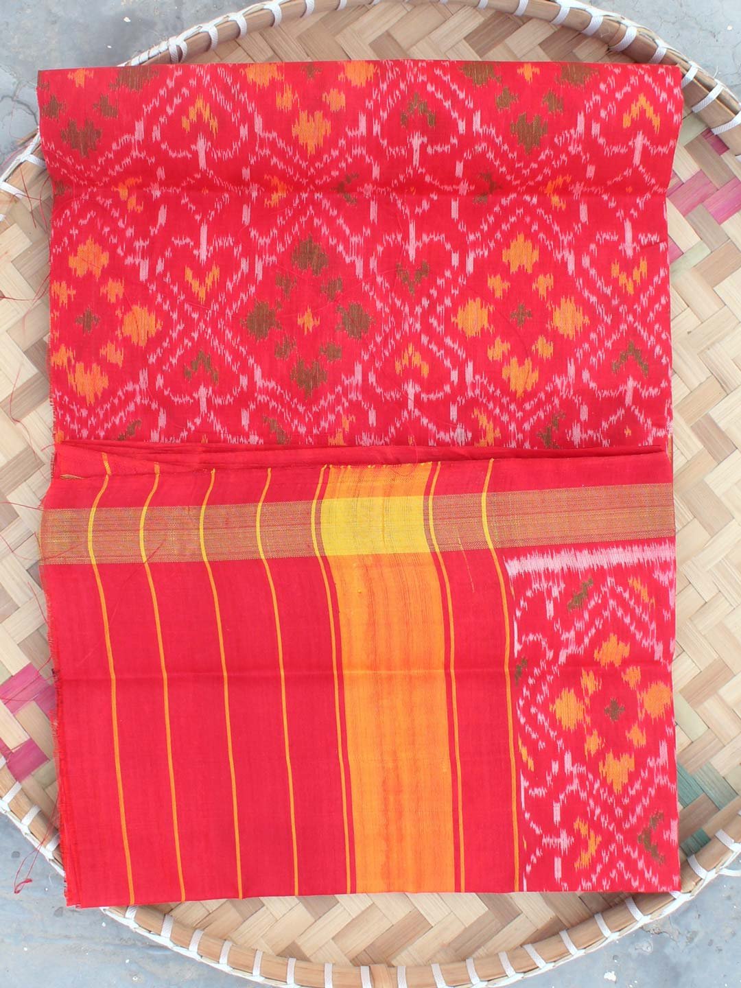 Red-Orange-Patan-Patola-silk-dupatta Red-Orange-Patan-Patola-silk-dupatta