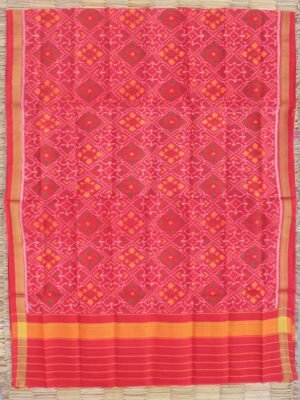 Red-Orange-pure-silk-patan-patola-handwoven-dupatta