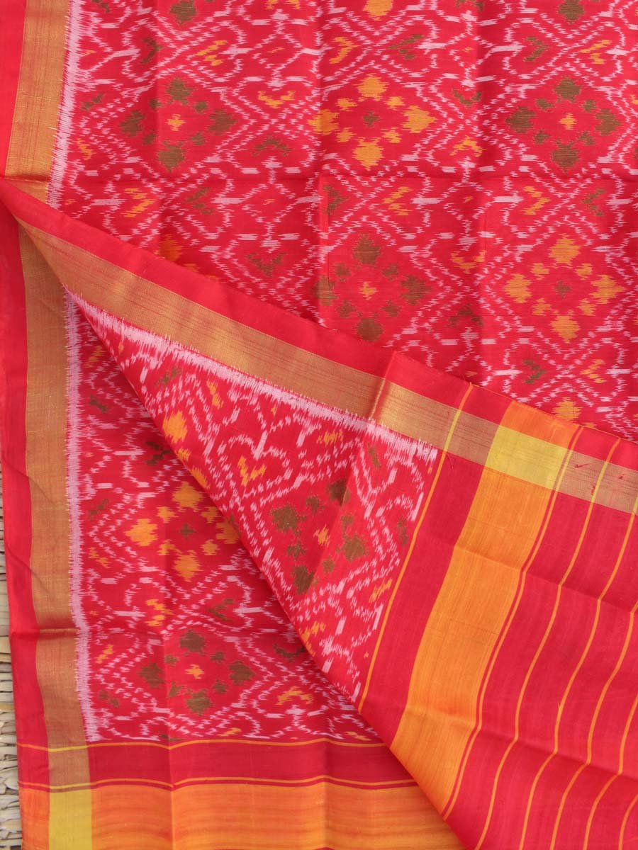 Red-Orange-pure-silk-single-ikat-patan-patola-dupatta Red-Orange-pure-silk-single-ikat-patan-patola-dupatta
