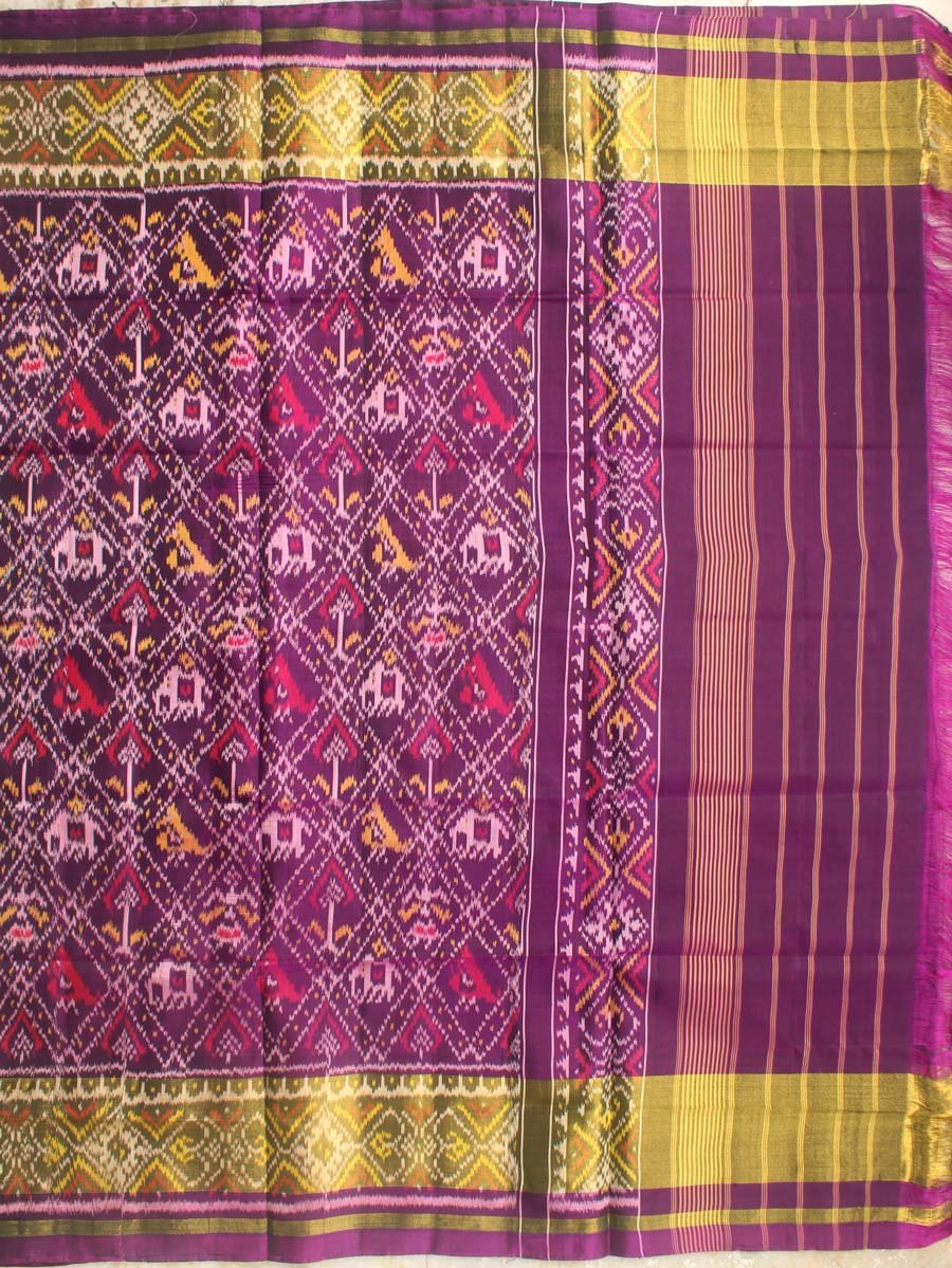 Purple-and-golden-patan-Patola-silk-dupatta-Shilphaat Purple-and-golden-patan-Patola-silk-dupatta-Shilphaat